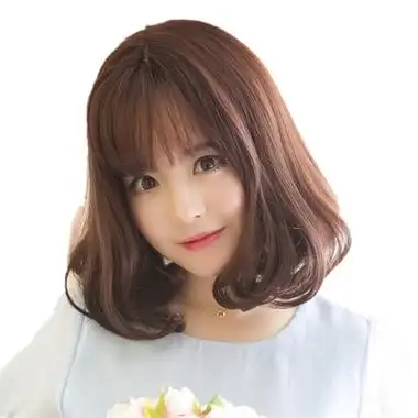 假发女梨花头齐肩短发卷发q中分空气刘海烫发头可爱网红圆脸光头
