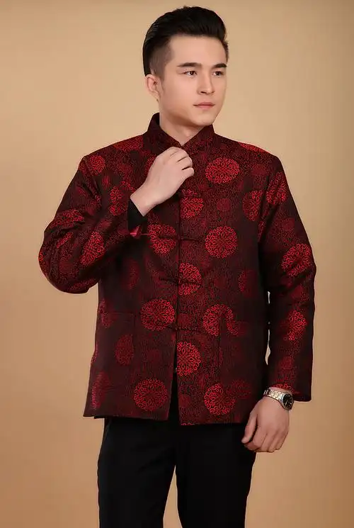 秋冬中老年男士唐装吉祥中国结民族中式夹克长袖唐装