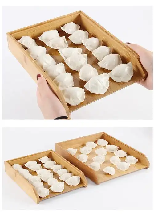 一木一匠 饺子托盘保鲜速冻饺子收纳盒放包子馒头馄饨的盒子竹质