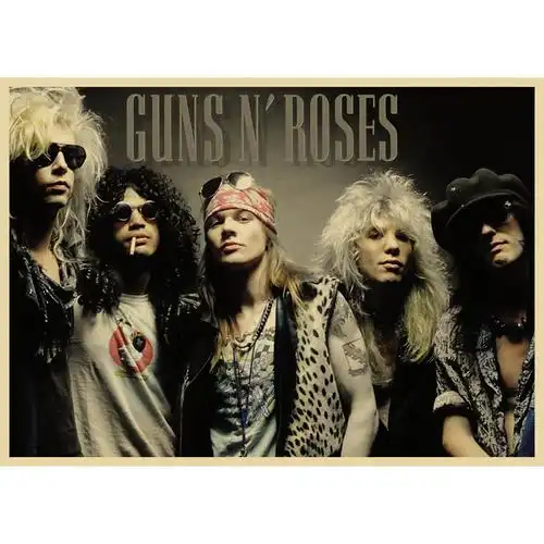 枪炮与玫瑰摇滚乐队装饰画枪花音乐海报牛皮纸复古画报无框画