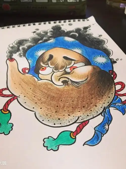 火男(手稿)_纹身图案手稿图片_张晋源的纹身作品集