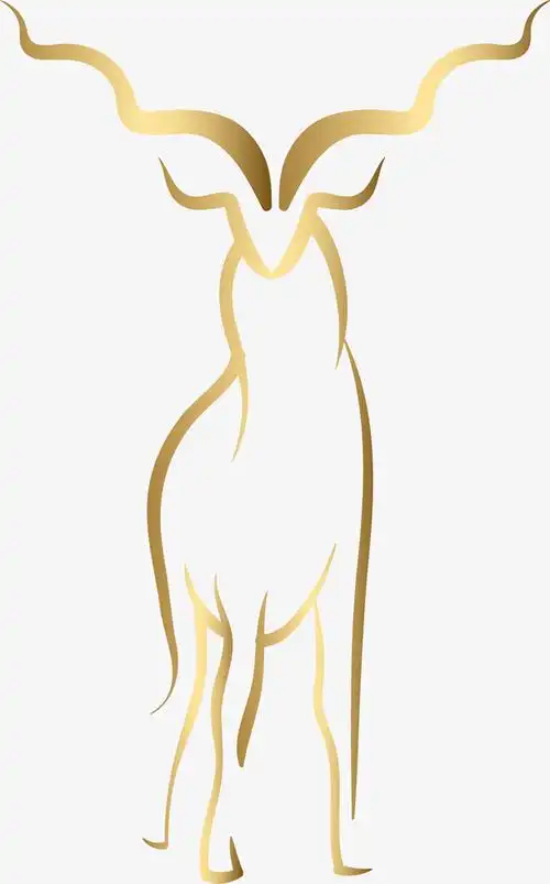 金色描边矢量卡通风格羚羊