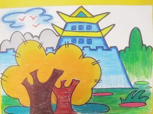 金色风景画简笔画