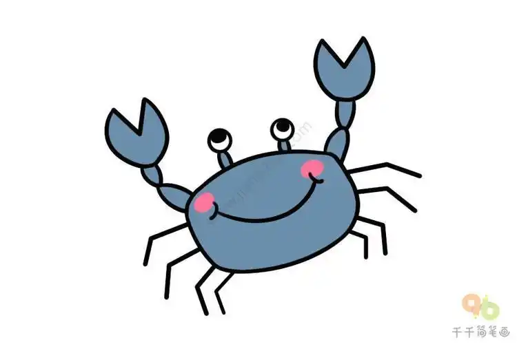 小螃蟹简笔画蓝色