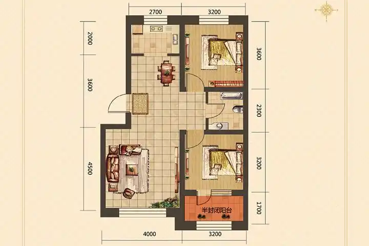 107平米两室两厅装修价格