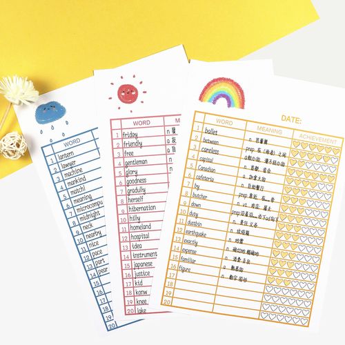 网红ins风可爱彩虹单词本单词表学习打卡便签纸写信纸便签本定制