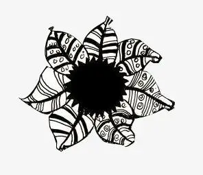 手绘黑白线条花卉素材