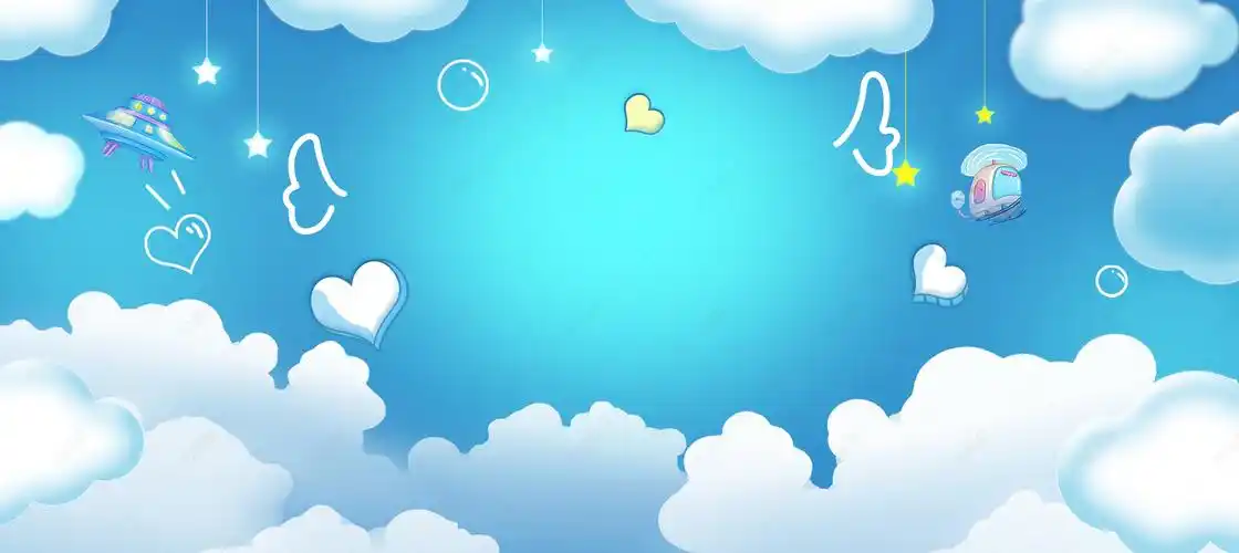 蓝色可爱卡通童装羽绒服冬季促销海报背景