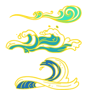 矢量新国潮中国风海浪波浪元素矢量手绘装饰图案矢量中式波浪海浪手