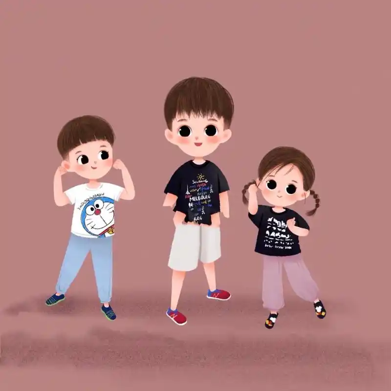 原创手绘|兄弟|兄妹|头像 生二胎三胎不是因为我有时间有90 而是有