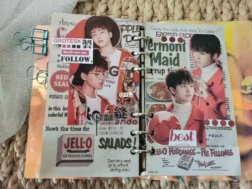 王俊凯追星手帐拼贴红色系