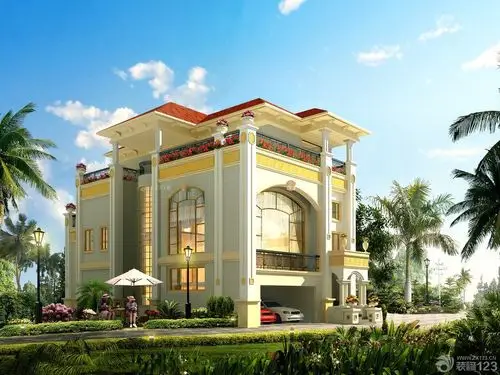 豪华欧式别墅外观装潢设计图片大全2020