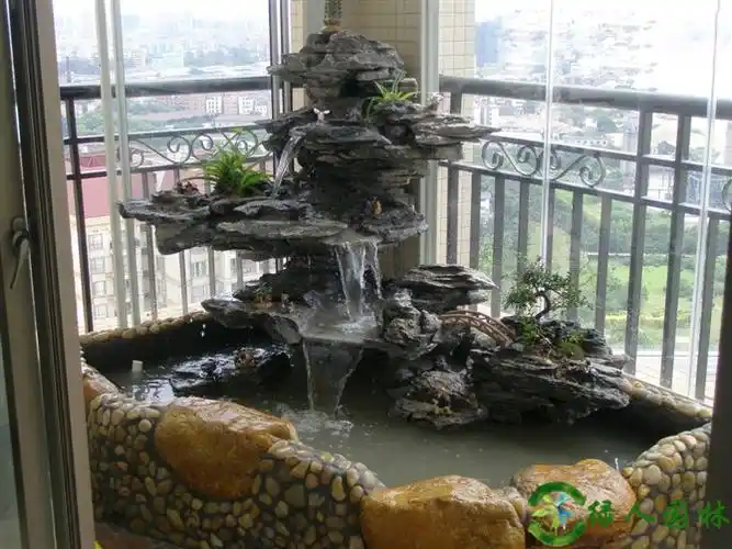 室内英石假山流水水池