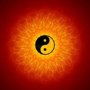 曼陀罗背景下的阴阳照片