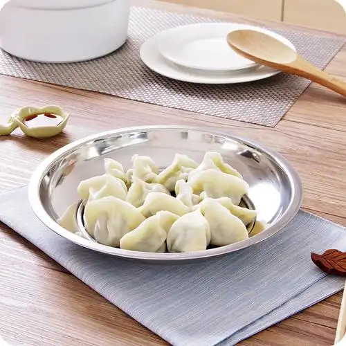 不锈钢饺子盘托盘沥水盘蒸盘圆盘水饺盘 汤盘菜盘子 厨房用品