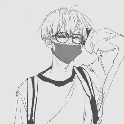 动漫二次元男生戴口罩头像