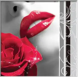 新款魔方圆钻石画客厅5d贴钻画十字绣钻石绣玫瑰红唇诱惑之吻贴画