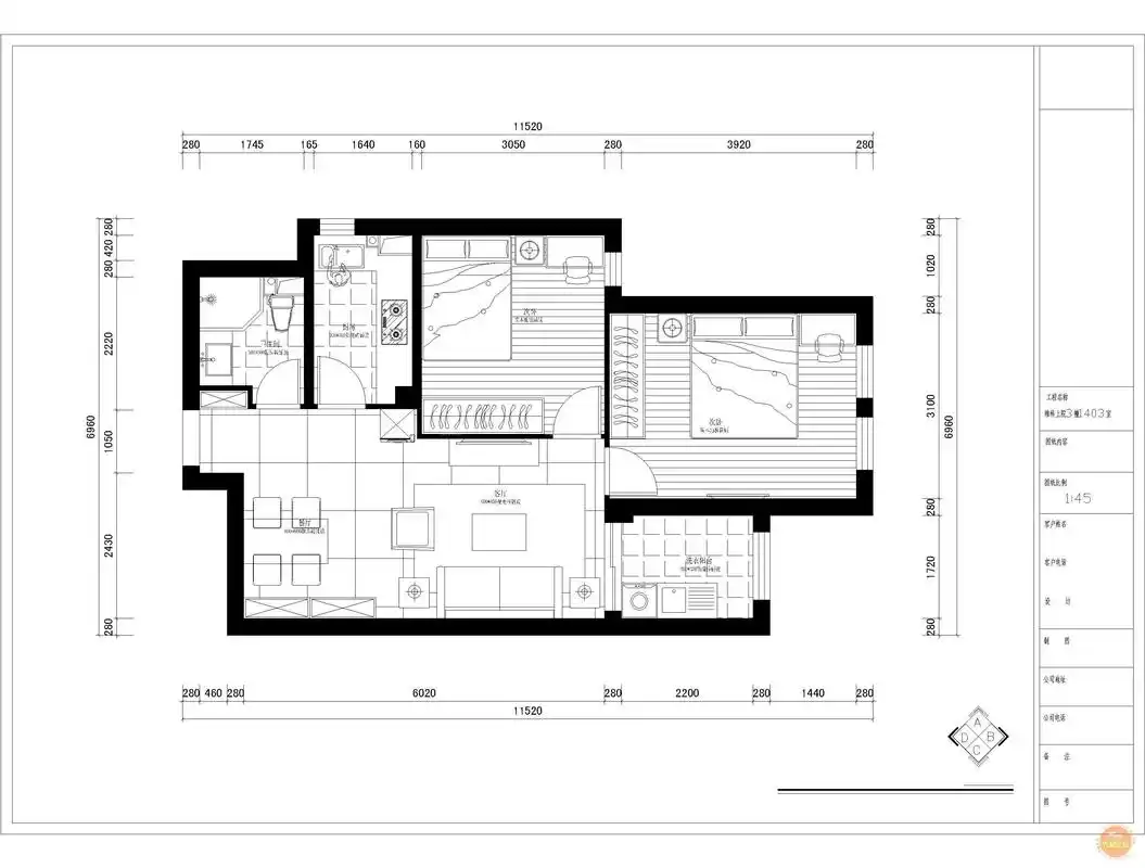 小两室70平米小户型平面图