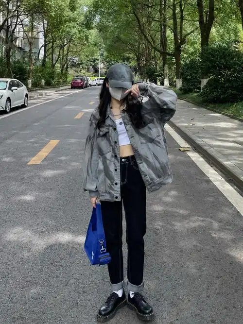 小个子早秋穿搭复古牛仔潮酷girl