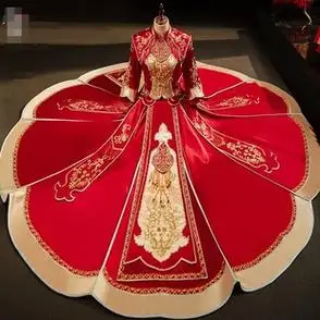 中式嫁衣结婚礼服大摆显瘦秀和服女重工秀禾服新娘服2021年新款