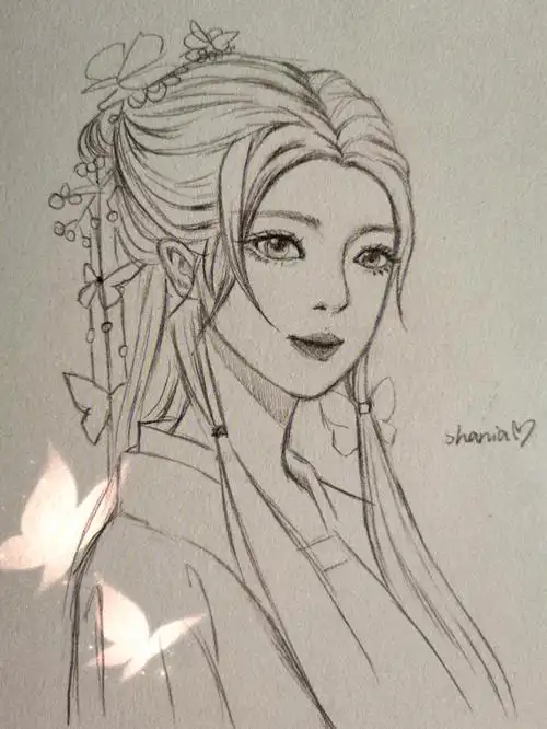 每日临摹1610078古风线稿手绘