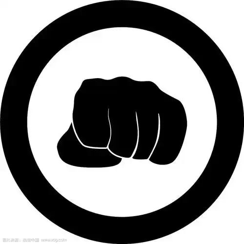 拳头黑色图标在圆圈