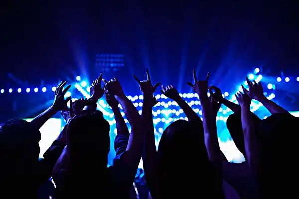 光亮,后视图,抬手,看,石头,舞台,表演,观众