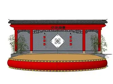 中式戏台风格舞台su模型下载