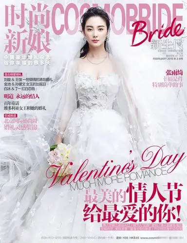 张雨绮时尚新娘婚纱图片羽毛旗袍尽显优雅