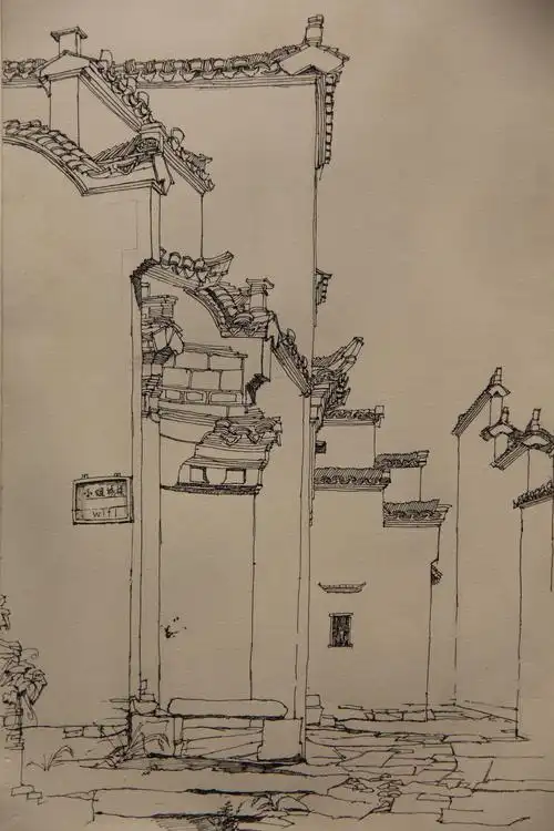 徽派建筑 旅行写生|插画|插画习作|冬不台风 - 原创作品 - 站酷