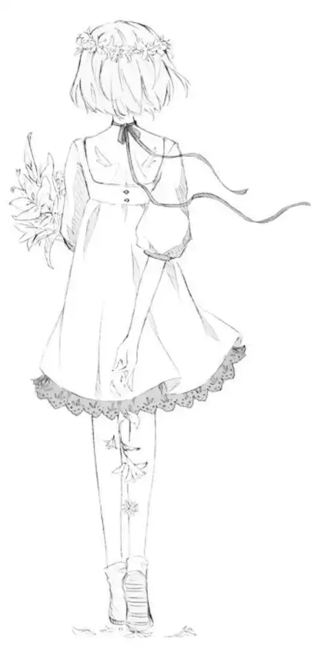 漫画人物简笔画女生简单绘动漫 简笔画 线稿 黑白配 动漫 唯美 壁纸绘