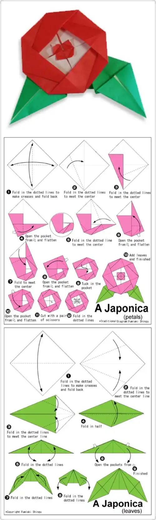 手工课#【折纸教程】茶花(难度:四颗星)