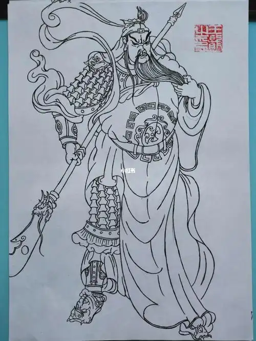 关公纹身线稿