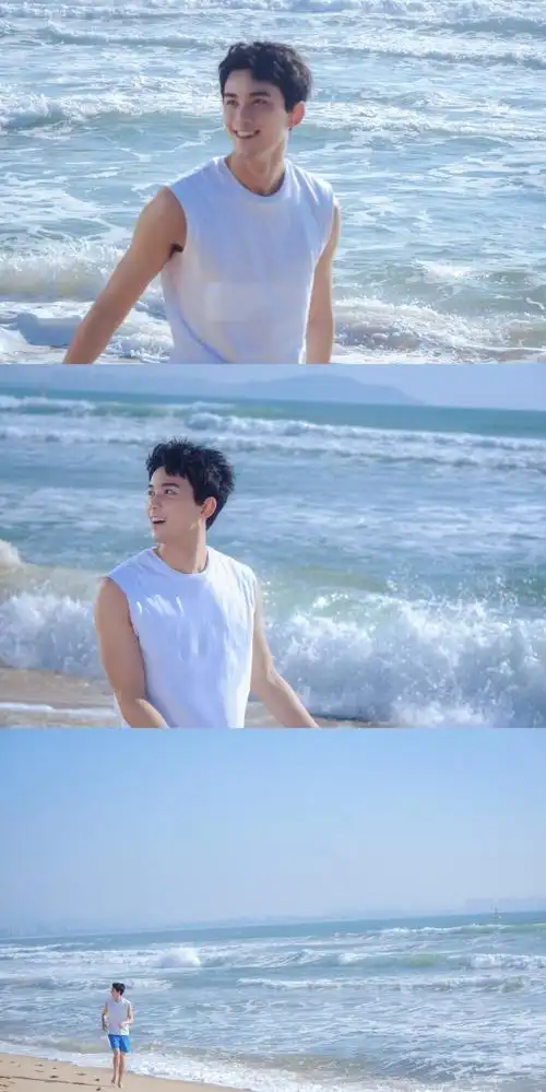 吴磊海边随拍