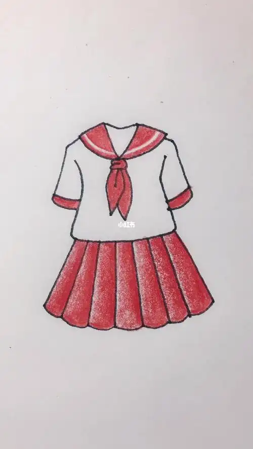 学画学生校服简笔画