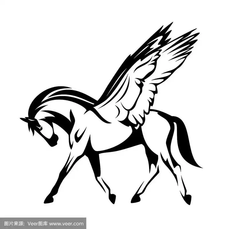 飞马黑白矢量轮廓设计