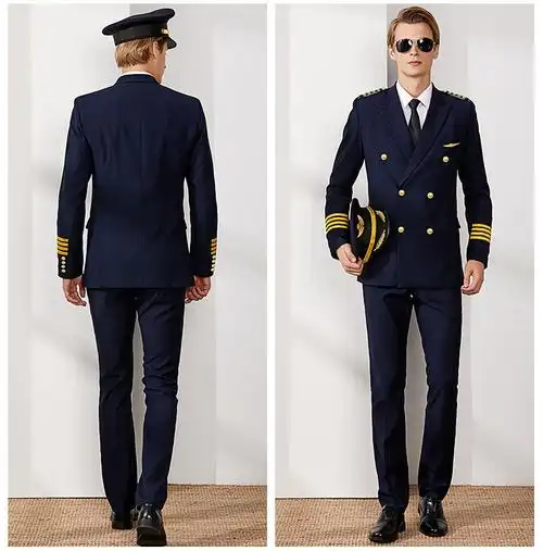 新式机长制服保安工作服飞行员航空学校西装套装工装春秋冬西服男