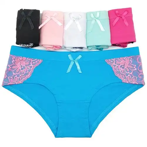 现货纯色蕾丝边女式三角裤厂家直销外贸货源女士内裤云梦妮短裤