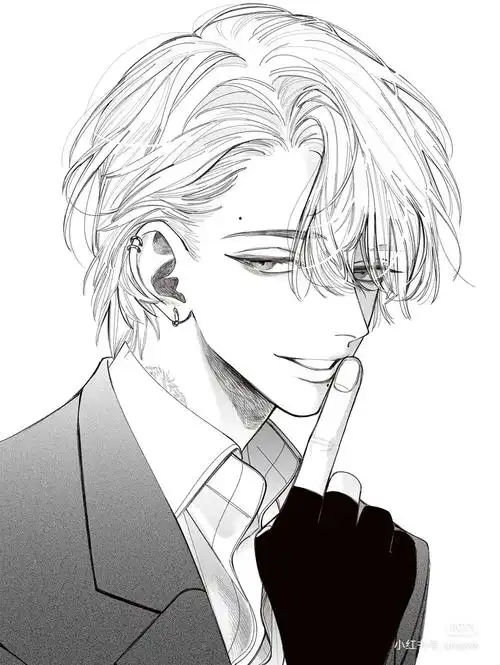 黑白线稿男头.存图