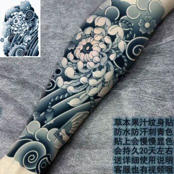 南欧世爵(nou61knight) 半臂草本果汁半纹身贴男女防水仿真社会般若