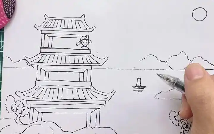 《登鹳雀楼》古诗配画手抄报,诗配画手抄报,简单又好看的诗配画