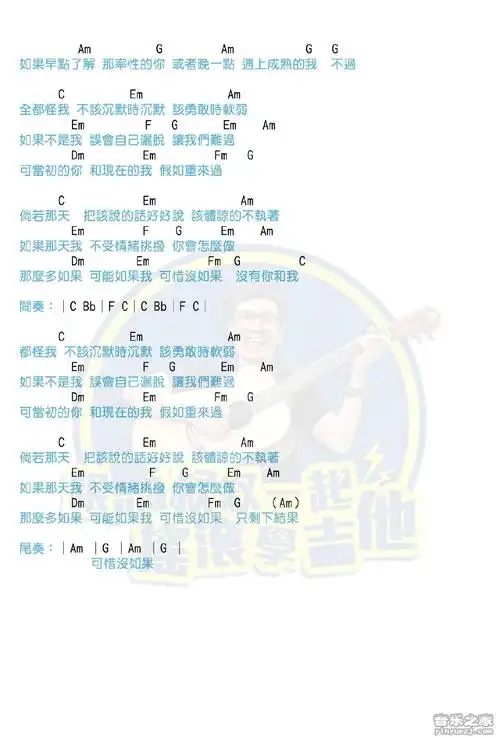 马叔叔版 林俊杰《可惜没如果》尤克里里弹唱谱