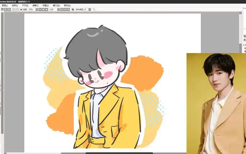 q版宋亚轩简笔画过程~涂鸦摸鱼过程记录