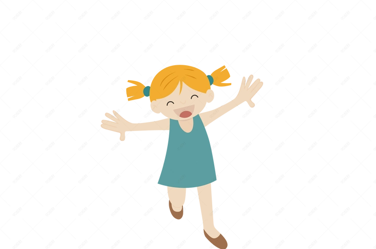 开心跳跃的娃娃矢量素材