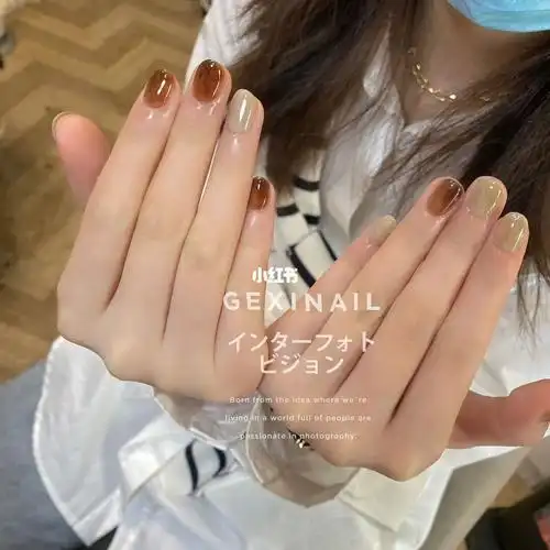 新款日式琥珀美甲韩式ins显白短指甲玳瑁