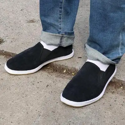 经典老北京布鞋手工千层底布鞋黑色条绒棉布中老年加厚布鞋男春季