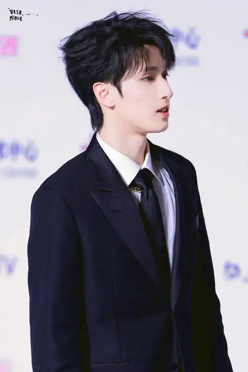 严浩翔东方风云榜红毯饭拍 黑西装搭配黑领带……_高清图集_新浪网