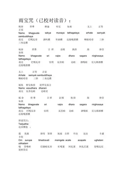 雨宝咒(已校对读音)(精编版)