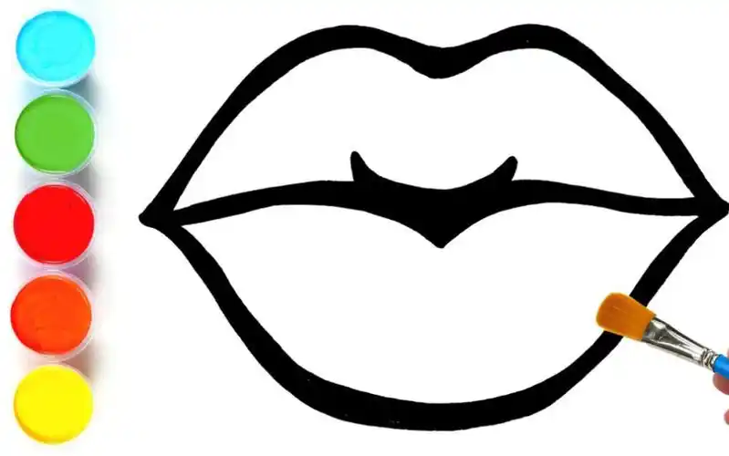 教宝宝画嘴唇并 涂口红96,儿童简笔画亲子绘画颜色启蒙
