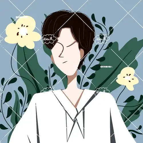 几何抽象风平面头像男